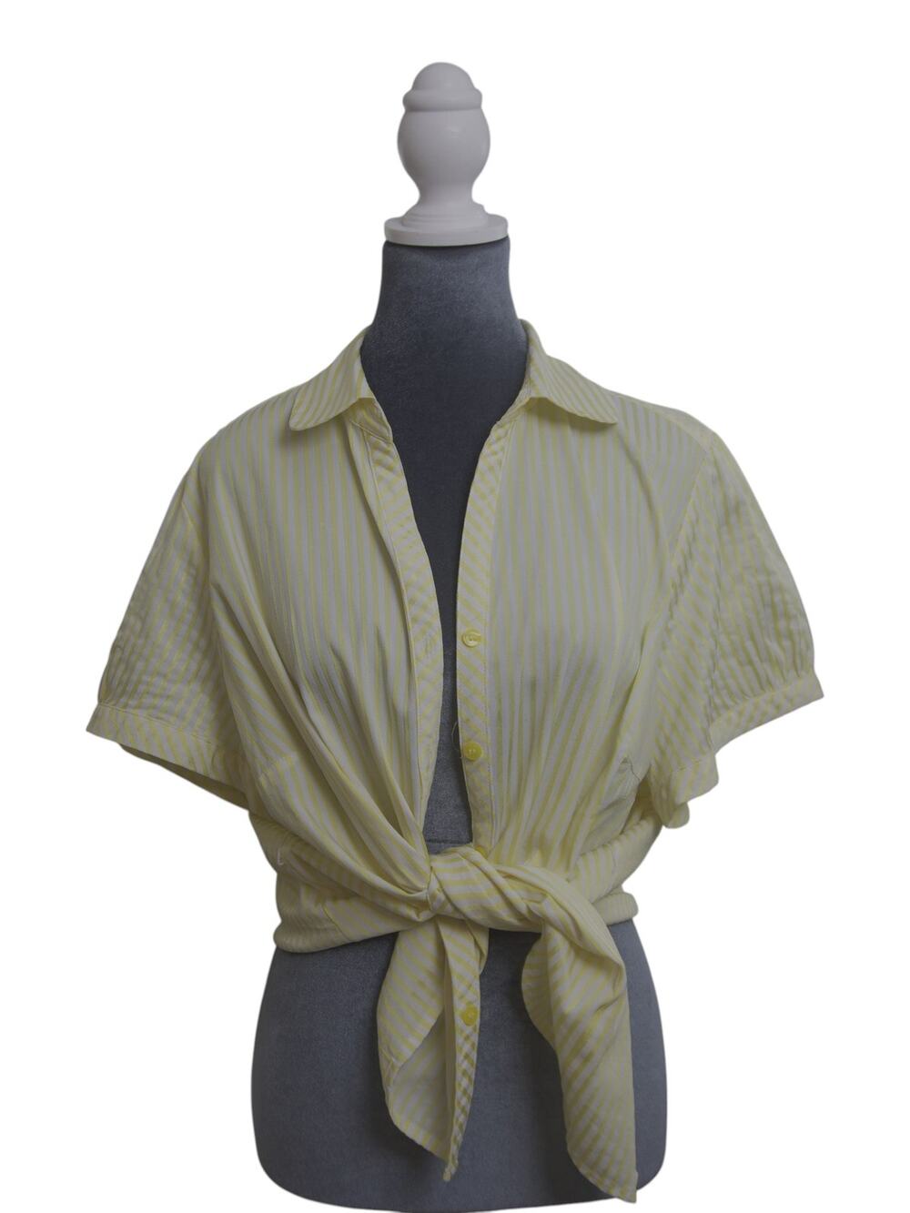 Lane Bryant Yellow White Striped Button Down Blouse Plus Size 18/20
